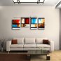 Hand Painted 4 Pieces Modern Abstract Painting Wall Art Inner Framed