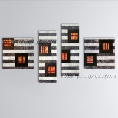 Hand-painted 4 Pieces Modern Abstract Painting Wall Art Oil On Canvas