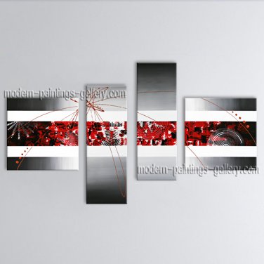 Hand Painted 4 Pieces Modern Abstract Painting Wall Art Ready To Hang