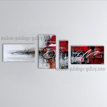 Hand Painted 4 Pieces Modern Abstract Painting Wall Art Artwork Images