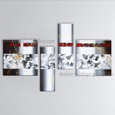 Hand-painted Tetraptych Modern Abstract Painting Wall Art Inner Framed