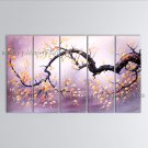 Pentaptych Contemporary Wall Art Floral Plum Blossom Inner Stretched