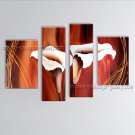 4 Pieces Contemporary Wall Art Floral Painting Lily Flower Oil Canvas