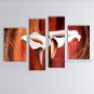 4 Pieces Contemporary Wall Art Floral Painting Lily Flower Oil Canvas
