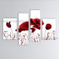 4 Pieces Contemporary Wall Art Floral Painting Poppy Flower Oil Canvas
