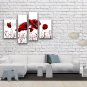 4 Pieces Contemporary Wall Art Floral Painting Poppy Flower Oil Canvas