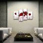 4 Pieces Contemporary Wall Art Floral Painting Poppy Flower Oil Canvas