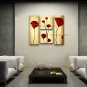 Tetraptych Contemporary Wall Art Floral Painting Poppy Decoration Ideas