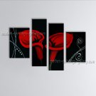 Tetraptych Contemporary Wall Art Floral Painting Lily Flower Artworks