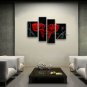Tetraptych Contemporary Wall Art Floral Painting Lily Flower Artworks