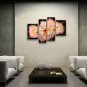 Tetraptych Contemporary Wall Art Floral Painting Poppy Flower On Canvas