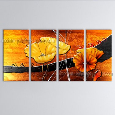 Large Contemporary Wall Art Floral Painting Poppy Flower On Canvas