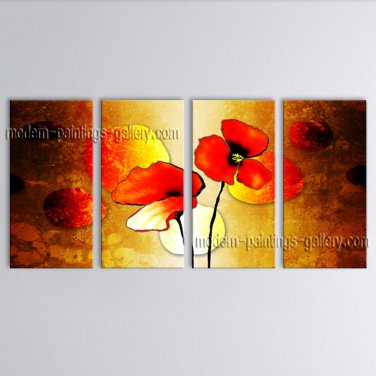 Large Contemporary Wall Art Floral Painting Poppy Flower Inner Framed