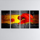 Tetraptych Contemporary Wall Art Floral Painting Poppy Flower Paintings