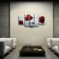 Pentaptych Contemporary Wall Art Floral Painting Poppy Contemporary Decor