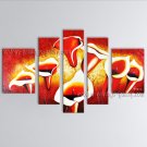 Pentaptych Contemporary Wall Art Floral Painting Lily Contemporary Decor