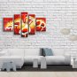 Pentaptych Contemporary Wall Art Floral Painting Lily Contemporary Decor