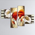 Tetraptych Contemporary Wall Art Floral Painting Lily Flowers Artwork