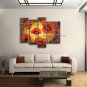 Tetraptych Contemporary Wall Art Floral Painting Poppy Flower On Canvas