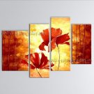 4 Pieces Contemporary Wall Art Floral Painting Poppy Decoration Ideas