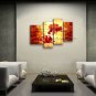 4 Pieces Contemporary Wall Art Floral Painting Poppy Decoration Ideas