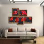 5 Pieces Contemporary Wall Art Floral Poppy Flower Gallery Wrapped
