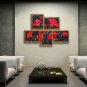 5 Pieces Contemporary Wall Art Floral Poppy Flower Gallery Wrapped