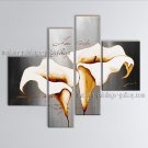Tetraptych Contemporary Wall Art Floral Painting Lily Flower Oil Canvas
