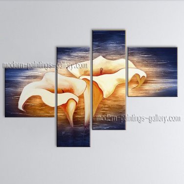Handmade Large Contemporary Wall Art Floral Painting Lily Flowers Artwork