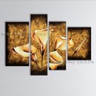 4 Pieces Contemporary Wall Art Floral Painting Lily Flower On Canvas
