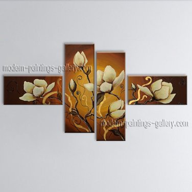 Handmade 4 Pieces Contemporary Wall Art Floral Painting Contemporary Decor