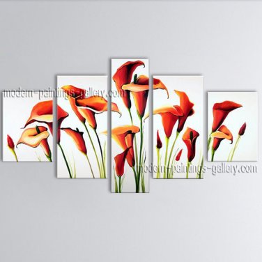 Large Contemporary Wall Art Floral Painting Lily Flower Oil Canvas