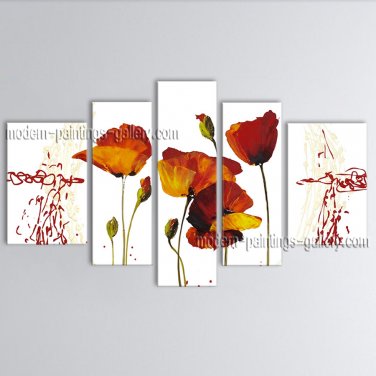 Large Contemporary Wall Art Floral Painting Poppy Flower Inner Framed