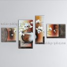 Tetraptych Contemporary Wall Art Floral Painting Tulip Flower On Canvas