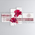 Tetraptych Contemporary Wall Art Floral Painting Poppy Contemporary Decor