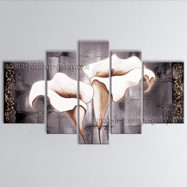 Large Contemporary Wall Art Floral Painting Lily Flower Oil Canvas