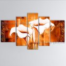 5 Pieces Contemporary Wall Art Floral Painting Lily Flower Inner Stretched