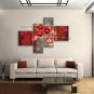 4 Pieces Contemporary Wall Art Floral Poppy Flower Inner Stretched