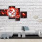Tetraptych Contemporary Wall Art Floral Painting Poppy Flower On Canvas