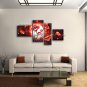 Tetraptych Contemporary Wall Art Floral Painting Poppy Flower On Canvas