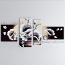 4 Pieces Contemporary Wall Art Floral Painting Poppy Contemporary Decor