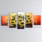 Pentaptych Contemporary Wall Art Floral Sunflowers Decoration Ideas