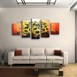 Pentaptych Contemporary Wall Art Floral Sunflowers Decoration Ideas