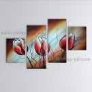 4 Pieces Contemporary Wall Art Floral Tulip Flower Gallery Wrapped