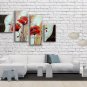 Tetraptych Contemporary Wall Art Floral Painting Poppy Flower Oil Canvas