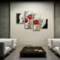 Tetraptych Contemporary Wall Art Floral Painting Poppy Flower Oil Canvas