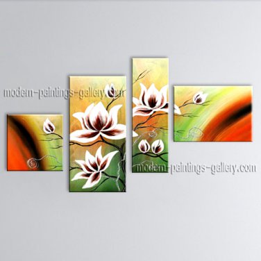 Large Contemporary Wall Art Floral Painting Tulip Flower Inner Stretched
