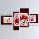 4 Pieces Contemporary Wall Art Floral Painting Poppy Contemporary Decor