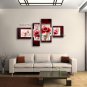4 Pieces Contemporary Wall Art Floral Painting Poppy Contemporary Decor