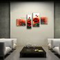 Tetraptych Contemporary Wall Art Floral Painting Poppy Flower Oil Canvas